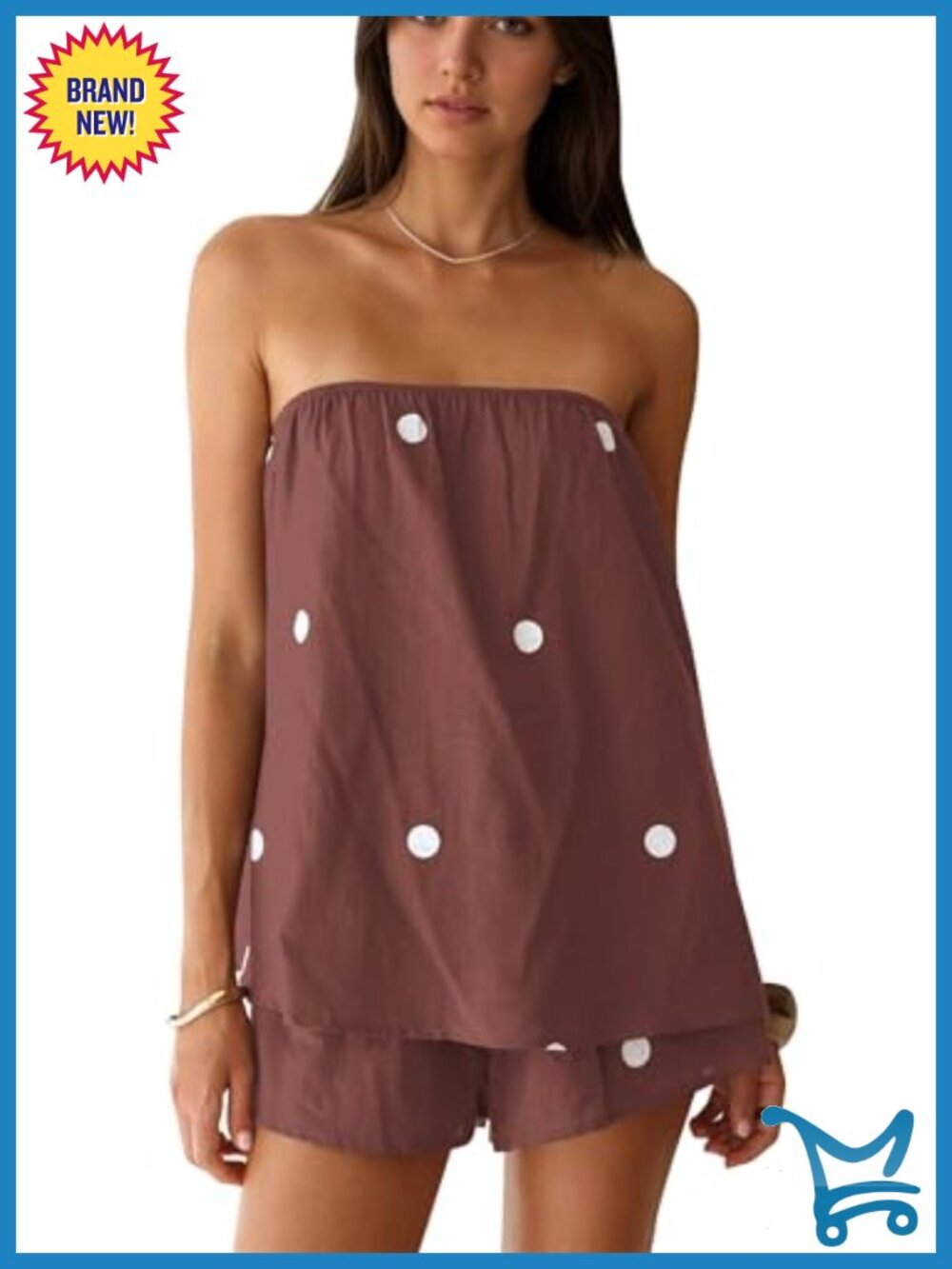 Strapless Shorts Set 2 Piece Summer Lounge Matching Travel Outfit